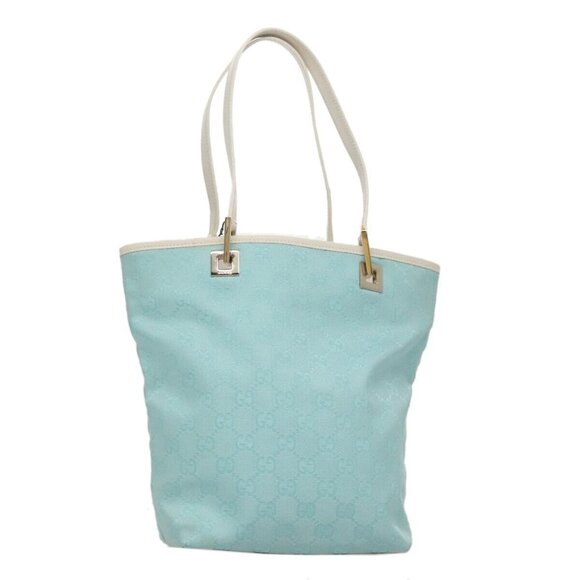 GUCCI GG Canvas Tote Bag Light Blue Auth - Picture 1 of 14
